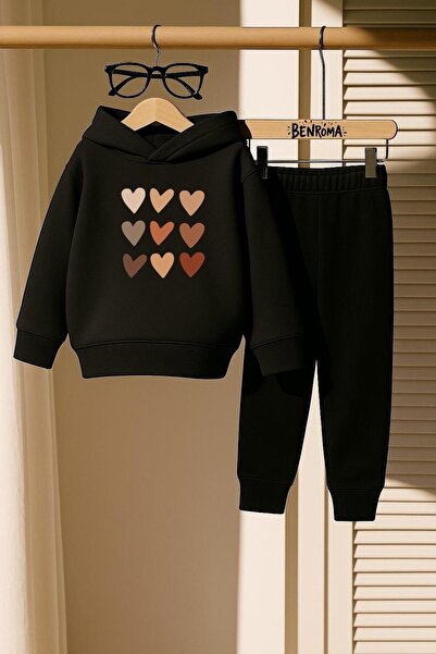 DM DOLCE MORE طقم رياضي للأطفال مطبوع عليه قلب صفوف من 3 خيوط