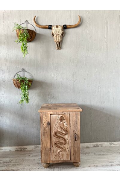 Store “Naja – Koruyucu Yılan Ahşap Oyma Komodin Dolap Mistik ve Doğal Dekor
