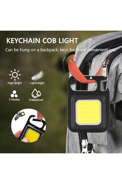 Sepette Herşey Şarj Edilebilir Mini Led Anahtarlık El Feneri, Multi-Fonksiyonel Küçük Çalışma Lambası, Mıknatıslı