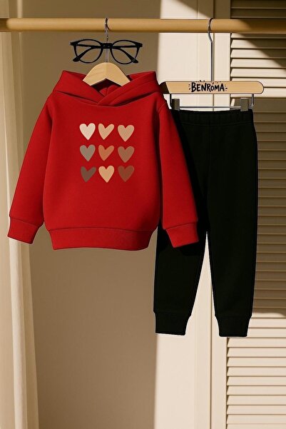 DM DOLCE MORE طقم رياضي للأطفال مطبوع عليه قلب صفوف من 3 خيوط