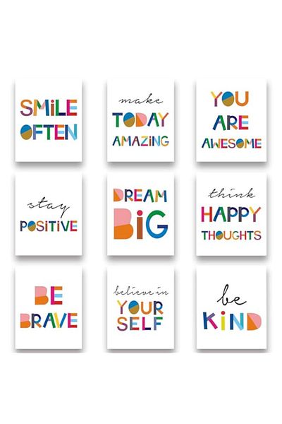 Generic BPA Watercolor Words Inspirational Quote Modern Minimalist Typography Art Print Set of 9 (8”X10”) C