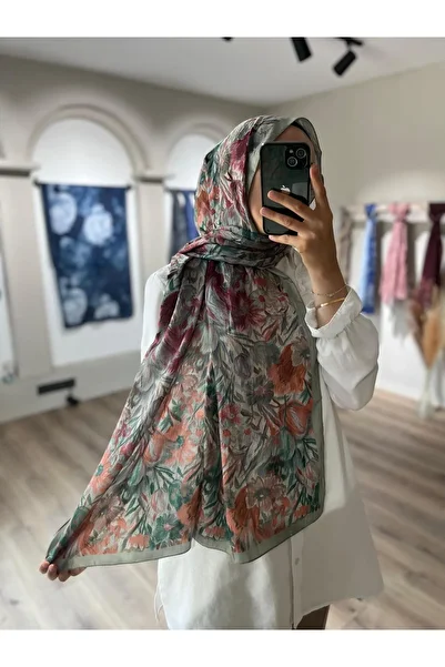 Merwiss Summer Olivia Pattern Kraş Green Shawl