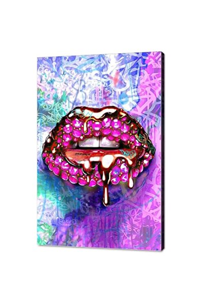 Generic لوحة فنية جدارية من قماش BPA®، رسومات شفاه ملونة مثيرة، صور شفاه حمرا...