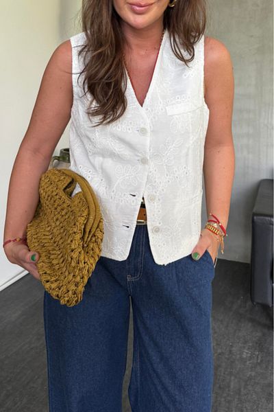 Suzi Embroidered Lined Vest 28906
