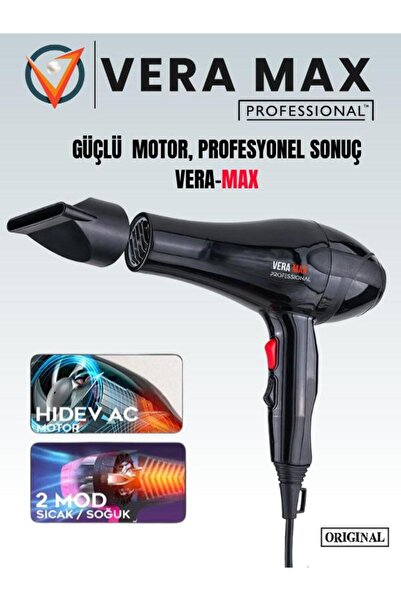 veramax Profesyonel Saç Kurutma Isı Ayarlı Kuaförlerin Tercihi Taraklı Fön Makinası 2500WT FD-8211