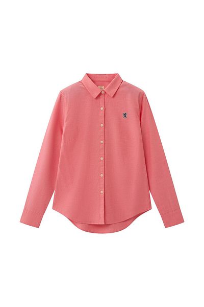 Giordano Women's Cotton Oxford Slim fit Shirt with Lion Embroidery