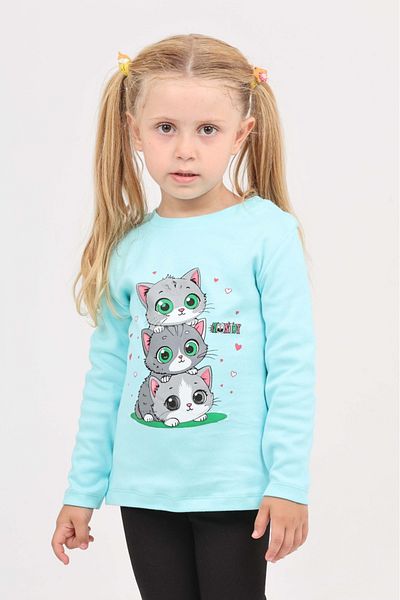 Toontoy Girl's Triple Cat Printed Sweatshirt