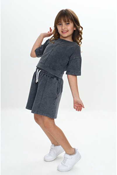 Toontoy Girl's Washable Crop Shorts Set