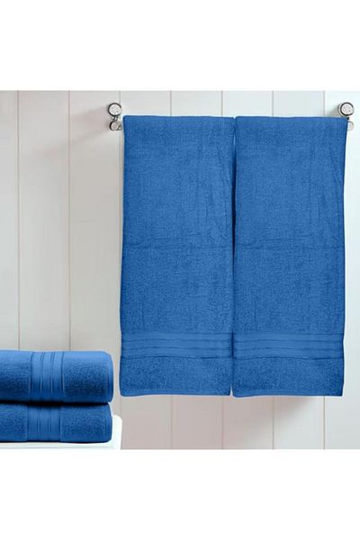 Generic BYFT Home Trendy (Blue) Premium Bath Sheet (90 x 180 Cm - Set of 1) 100% Cotton Highly Absorbent, H