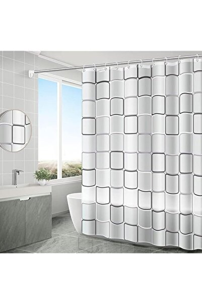 Generic SKY-TOUCH Transparent Shower Curtain, Square Printed Design, Eco-Frie...