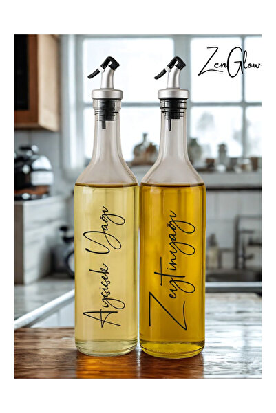 ZenGlow Cam Yağlık Şişesi Seti 2'li Damlatmaz Zeytinyağı Ayçiçek Yağı Mutfak ...