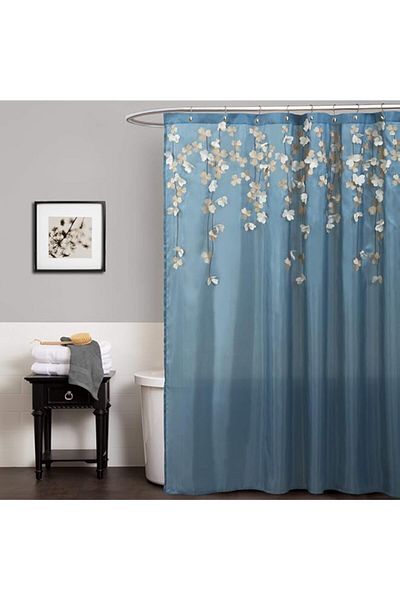 Generic Lush Decor Flower Drops Shower Curtain | Embroidered Textured Fabric Floral Bathroom Decor, 72” x 7