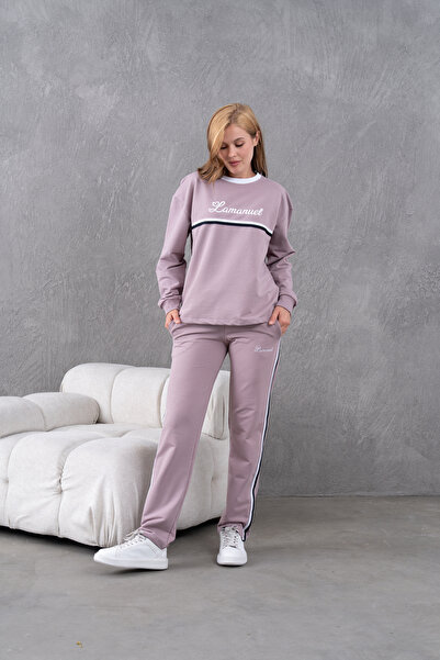 Lamanuel Σετ αθλητικής φόρμας με ριγέ κέντημα με λαιμόκοψη