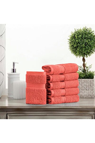 Generic طقم مناشف وجه سوبريور من القطن المصري الصلب، 13 بوصة × 13 بوصة، مرجان...