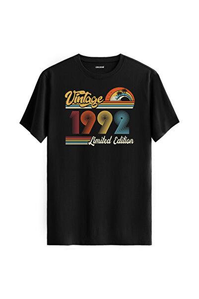 Colermi تي شيرت عتيق لعام 1992 هدية عيد ميلاد برقبة دائرية للجنسين تي شيرت عتيق