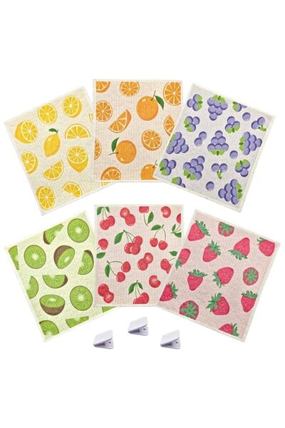 Generic 6 PCS Swedish Dishcloths for Kitchen w/3PCS Clips, Reusable Paper Tow...