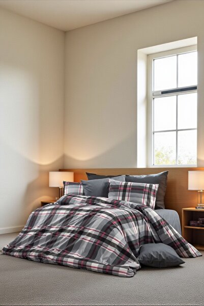 BBY HOME & DESIGN Duvet Cover Set, Double Size, 1 Duvet Cover, 2 Pillowcases, 1 Fitted Sheet, Sare Series Line