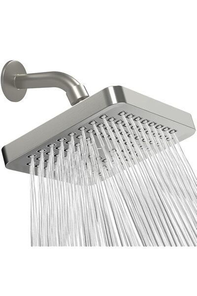 Generic رأس دش مربع مطلي بالكروم ABS مثبت على الحائط مع قبضة مضادة للانزلاق، ...