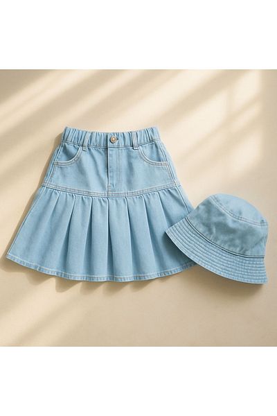 Calisa Girl's Denim Skirt and Denim Hat