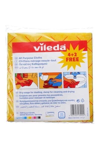Generic Vileda All-Purpose Cloth 4+2Pcs, Powerful Cleaning, Water-Absorbent, ...