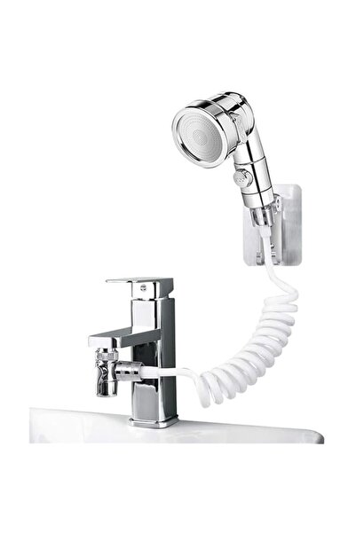 Generic مجموعة دش محمولة من الفولاذ المقاوم للصدأ، صنبور حمام ABS، رأس دش محم...