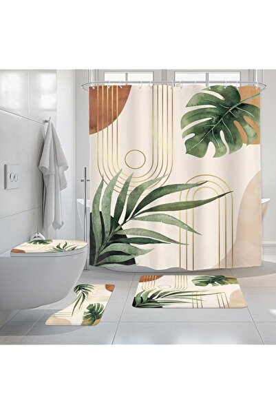 Generic طقم ستائر دش بوهو سيج أخضر مكون من 4 قطع، مقاس 72×72 بوصة، مع سجاد غي...