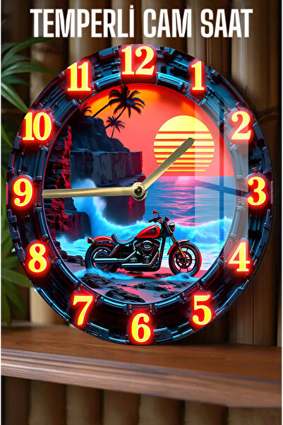 kutuTR Motorcycle Themed Stylish Design 3D Look Tempered Glass Watch – 33 cm Csdw051