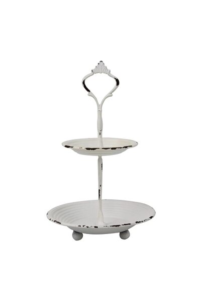 Generic صينية ستونبراير صغيرة من المعدن الأبيض البالي، مكونة من طبقتين، ديكور...