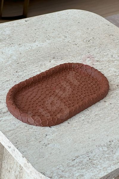 figurio Textured Jewelry Tray / Organizer Plate / Brown