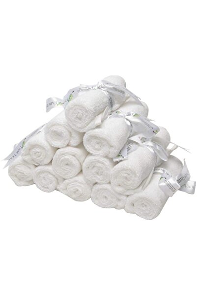 Generic منشفة وجه فاخرة من BYFT Iris (بيضاء) (33 × 33 سم - مجموعة من 12) مصنو...