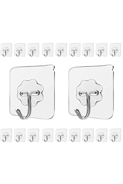 Generic HALAMODO 20PCS Pack Heavy Duty Adhesive Wall Hooks with Stainless Hoo...
