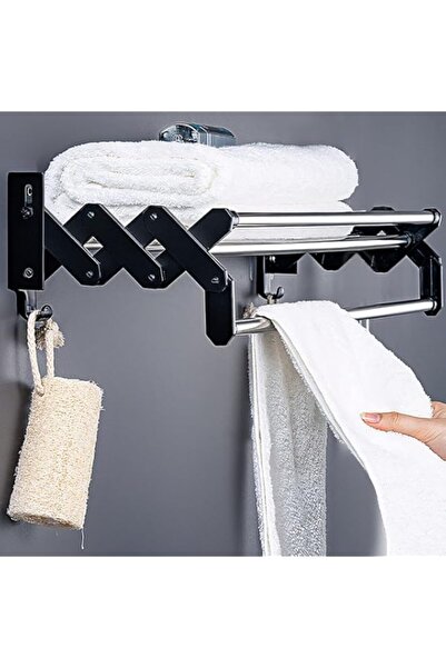 Generic حامل مناشف TERRIFI قابل للسحب بطول 40 سم - مثبت على الحائط، حامل مناشف حمام قابل للتعديل من الفولاذ المقاوم للصدأ