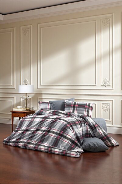 BBY HOME & DESIGN Set de lenjerie de pat, dublu, 1 husă de pat, 2 fețe de pernă, cu 1 cearșaf elastic, serie Sare Line