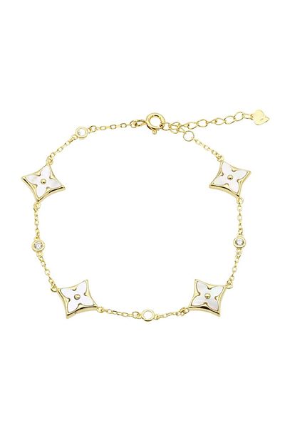 Bijuteria SORELLY Gold Plated Silver Bracelet Flowers with Geometric Elements