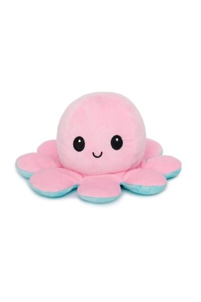 OEM Reversible Plush Octopus, Happy and Sad Faces, Pink and Green