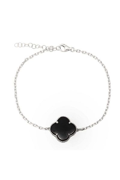Bijuteria SORELLY Silver Bracelet Onyx Flower 1.5 cm