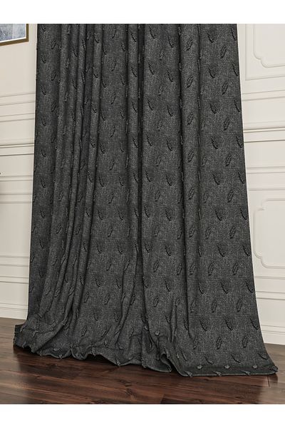 OnyxHome Barcelona Linen Bearded Fon Curtain Gray