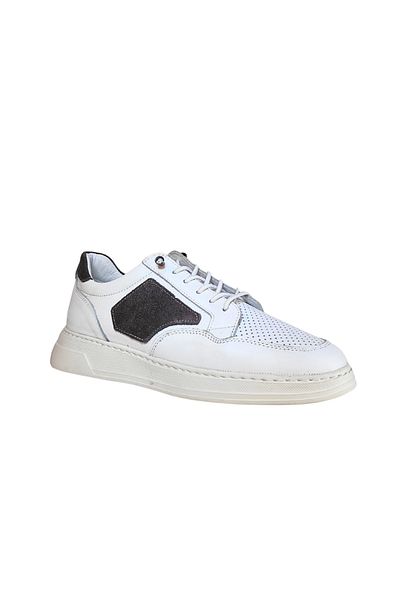 Who What Wear Men's Wshoes Genuine Leather Rubber Laced Handmade Sneaker Upper Nubuck Leather Detailed Shoes 25Wm0315