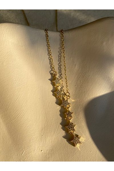 Brethils Sliding Star Model Y Necklace Gold and Silver Options Tarnish Free Stainless Steel Guaranteed Invoice