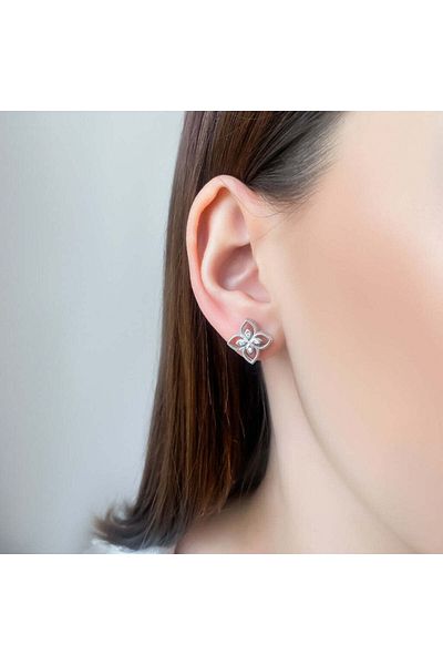 Bijuteria SORELLY Cercei Argint Floare cu Zirconii