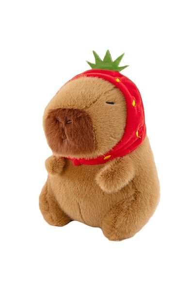 AjieQaQ Jucarie plus Capibara cu palarie de capsuna