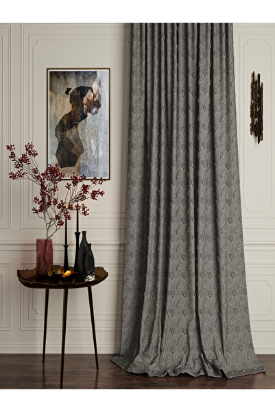 OnyxHome Barcelona Linen Bearded Fon Curtain Gray