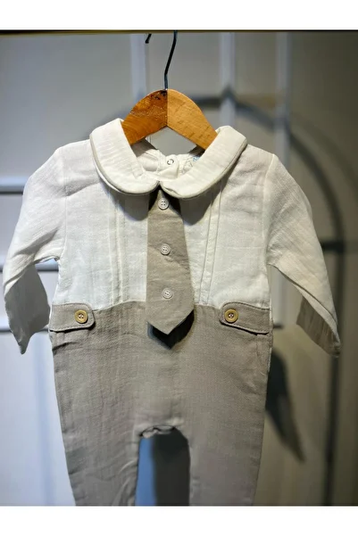 baume clothes Tie Muslin Baby Boy Jumpsuit