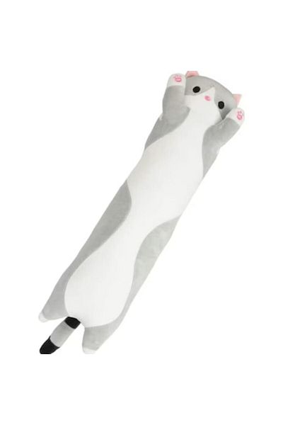 Dms Jucărie de pluș, Pisică de pluș, 60 cm, Gri