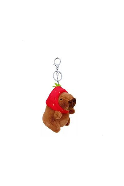 OEM Jucărie Plus, Breloc Capibara, Maro/Roșu, 12 cm