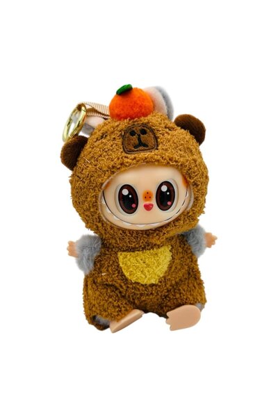 BaoBao Adorable Plush Toy, Labubu Gray in Capybara Costume, 18cm