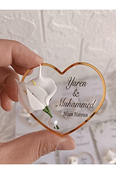 Doğrukan Hediyelik 20 adet kalpli pleksi magnet nişan nikah düğün söz hediyel...