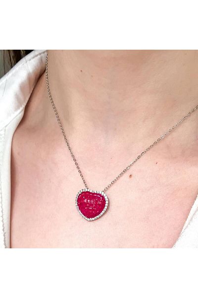 Bijuteria SORELLY Silver Heart Chain with Zirconia Stones