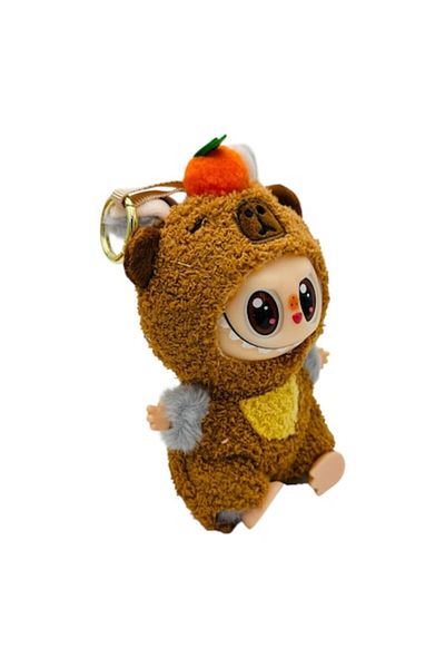 BaoBao Adorable Plush Toy, Labubu Gray in Capybara Costume, 18cm