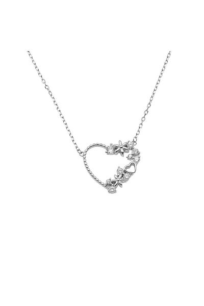 Bijuteria SORELLY Silver Chain with Half Cut Heart and Zirconia Stones